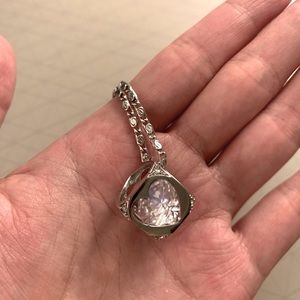 Crystal Diamond in Heart Box Necklace
